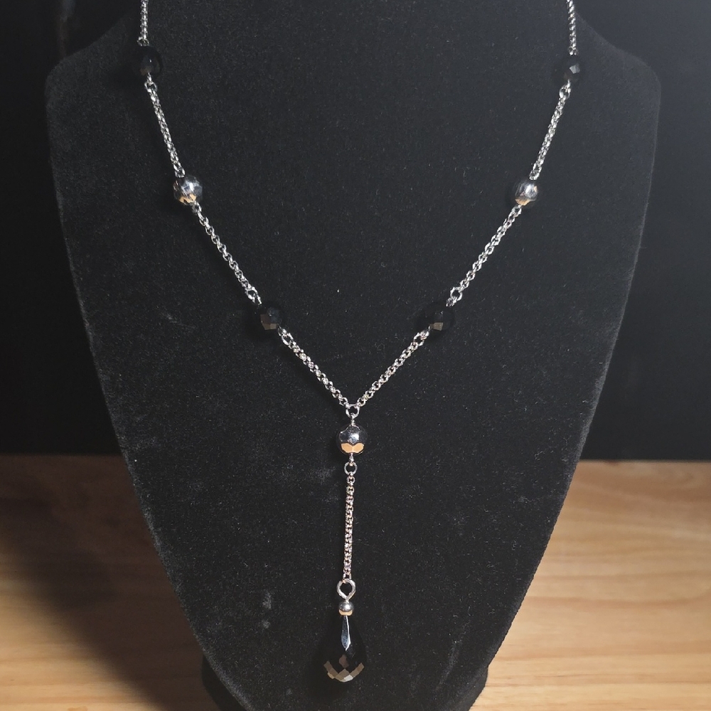 Elegant Silver and Black Necklace
